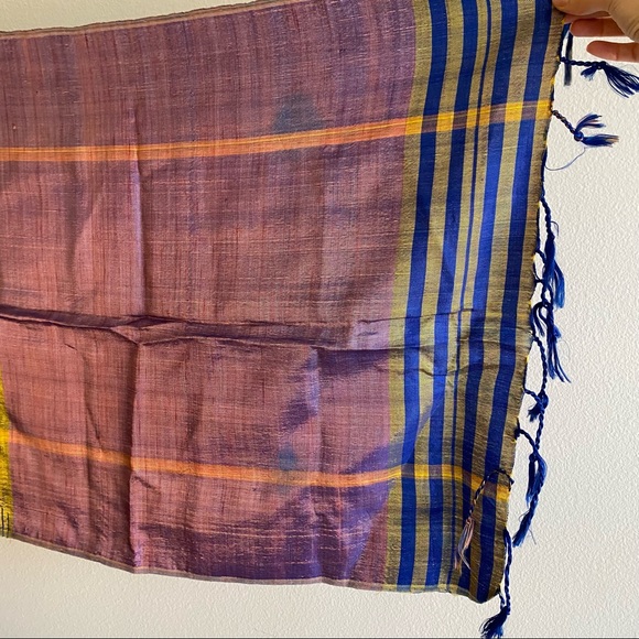 Blue and lavender geometric design shawl scarf pashmina wrap - Picture 4 of 4